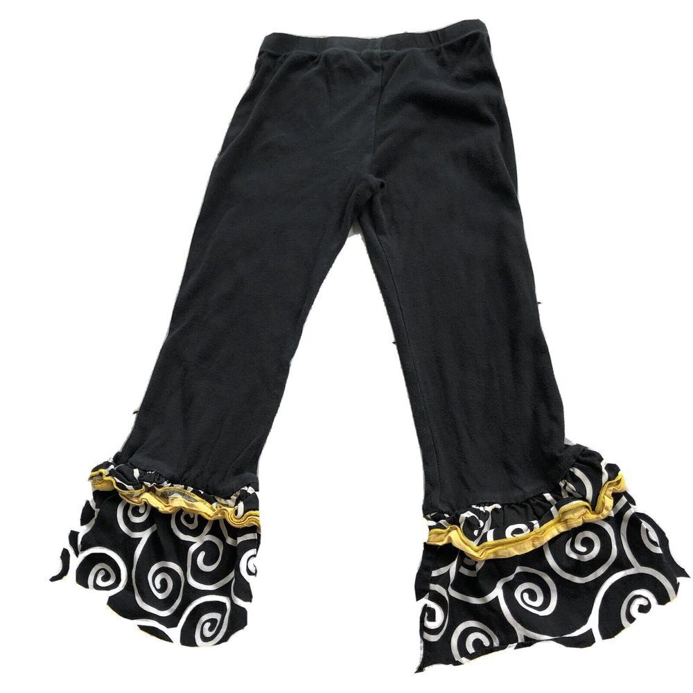 Ann Loren  Ruffle Pants Black Yellow‎ White  Size 6